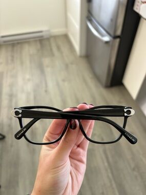 Authentic Coach Black and Silver Rectangular Optical Frames